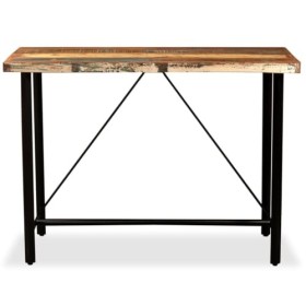 Générique Ensemble de Bar 5 pcs Bois Massif recyclé et Cuir véritableMeubles,Ensembles de Meubles,Meubles de Salle à Manger