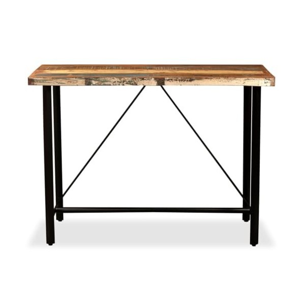 Générique Ensemble de Bar 5 pcs Bois Massif recyclé et Cuir véritableMeubles,Ensembles de Meubles,Meubles de Salle à Manger
