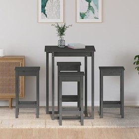 Ensemble de Bar 5 pcs Gris Bois de pin massifMeubles,Ensembles de Meubles,Meubles de Salle à Manger
