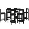 Générique Ensemble de Bar 7 pcs Noir Bois de pin massifMeubles,Ensembles de Meubles,Meubles de Salle à Manger
