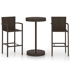 ShGaxin Ensemble de Bar de Jardin 3 pcs Résine tressée Marron,Ensemble Bar De Jardin,Ensemble De Bar DExtérieur,Mobilier De 