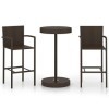 ShGaxin Ensemble de Bar de Jardin 3 pcs Résine tressée Marron,Ensemble Bar De Jardin,Ensemble De Bar DExtérieur,Mobilier De 
