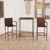 ShGaxin Ensemble de Bar de Jardin 3 pcs Résine tressée Marron,Ensemble Bar De Jardin,Ensemble De Bar DExtérieur,Mobilier De 