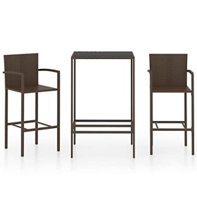 ShGaxin Ensemble de Bar de Jardin 3 pcs Résine tressée Marron,Ensemble Bar De Jardin,Ensemble De Bar DExtérieur,Mobilier De 