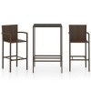 ShGaxin Ensemble de Bar de Jardin 3 pcs Résine tressée Marron,Ensemble Bar De Jardin,Ensemble De Bar DExtérieur,Mobilier De