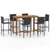 ZEYUAN Ensemble de Bar de Jardin 7 pcs Noir,Ensemble Bar de Jardin,Ensemble de Bar dextérieur,Mobilier de Jardin