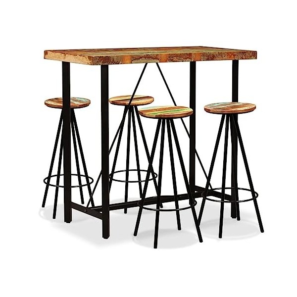 Générique Ensemble de Bar 5 pcs Bois de récupération massifMeubles,Ensembles de Meubles,Meubles de Salle à Manger