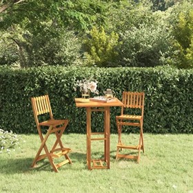 ARKEM Ensemble de Bar dextérieur 3 pcs Bois dacacia Massif,Ensemble Bar de Jardin,Ensemble de Bar dextérieur,Mobilier de J