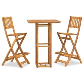 ARKEM Ensemble de Bar dextérieur 3 pcs Bois dacacia Massif,Ensemble Bar de Jardin,Ensemble de Bar dextérieur,Mobilier de J