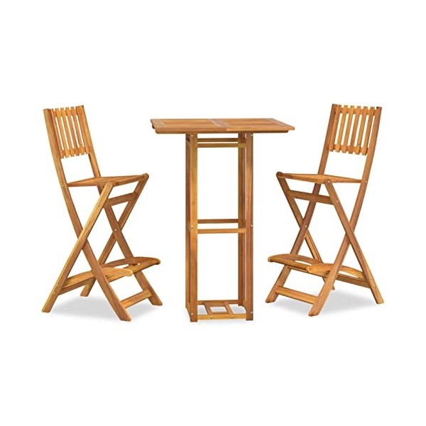 ARKEM Ensemble de Bar dextérieur 3 pcs Bois dacacia Massif,Ensemble Bar de Jardin,Ensemble de Bar dextérieur,Mobilier de J