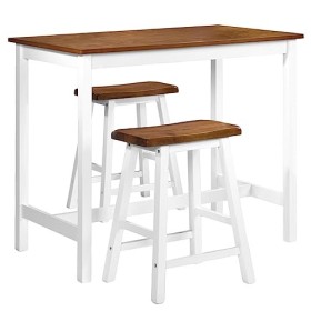 Générique LARRYHOT Table de Bar et Tabouret 3 pcs Bois Massif Ensembles de Meubles,Meubles de Salle à Manger,Brun
