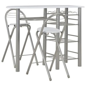 Générique LARRYHOT Ensemble de Bar avec étagères 3 pcs Bois et Acier Blanc Ensembles de Meubles,Meubles de Salle à Manger,Bla