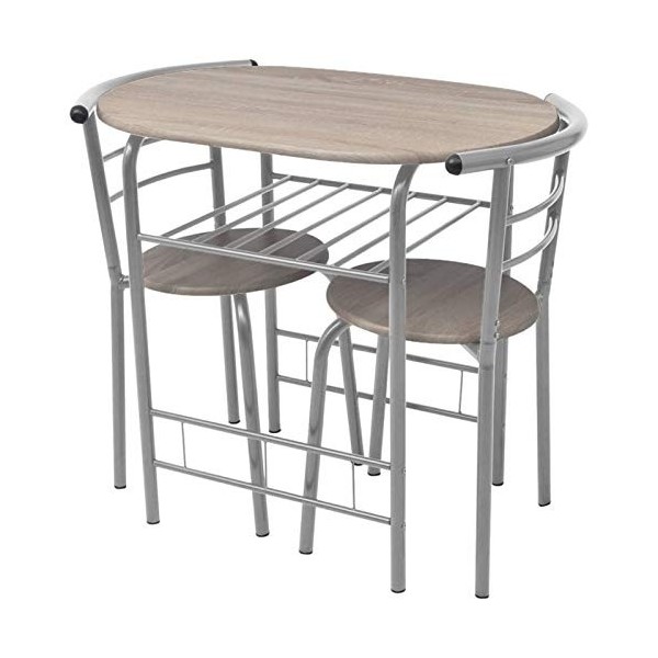 Gecheer Ensemble table de salle à manger et chaises pour petit déjeuner, 1 table de bar et 2 tabourets de bar pour cuisine, s