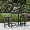 Gecheer Ensemble de 3 meubles de bar de jardin en pin massif gris avec table basse