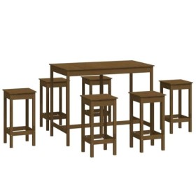 Générique Ensemble de Bar 7 pcs Marron Miel Bois de pin massifMeubles,Ensembles de Meubles,Meubles de Salle à Manger