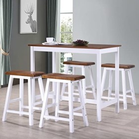Générique Table et Tabouret de Bar 5 pcs Bois massifMeubles,Ensembles de Meubles,Meubles de Salle à Manger