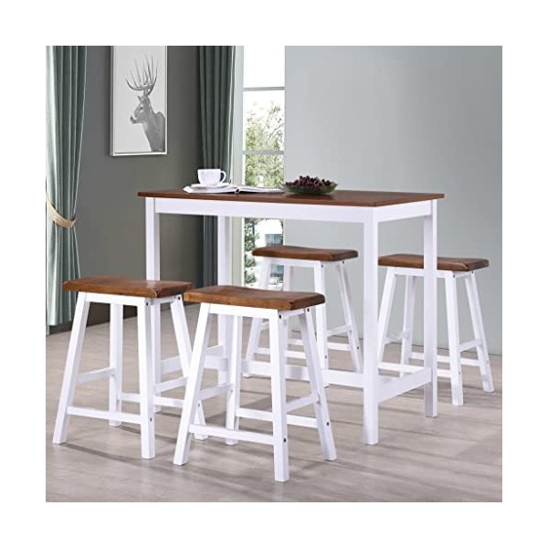Générique Table et Tabouret de Bar 5 pcs Bois massifMeubles,Ensembles de Meubles,Meubles de Salle à Manger