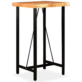 Générique Ensemble de Bar 3 pcs Bois dacacia Cuir véritable et toileMeubles,Ensembles de Meubles,Meubles de Salle à Manger