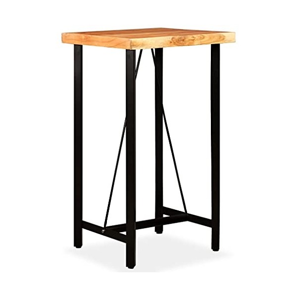 Générique Ensemble de Bar 3 pcs Bois dacacia Cuir véritable et toileMeubles,Ensembles de Meubles,Meubles de Salle à Manger