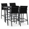 BaraSh Ensemble Bar de Jardin,Ensemble de Bar dextérieur,Mobilier de Jardin,Ensemble de Bar de Jardin 5 pcs Noir