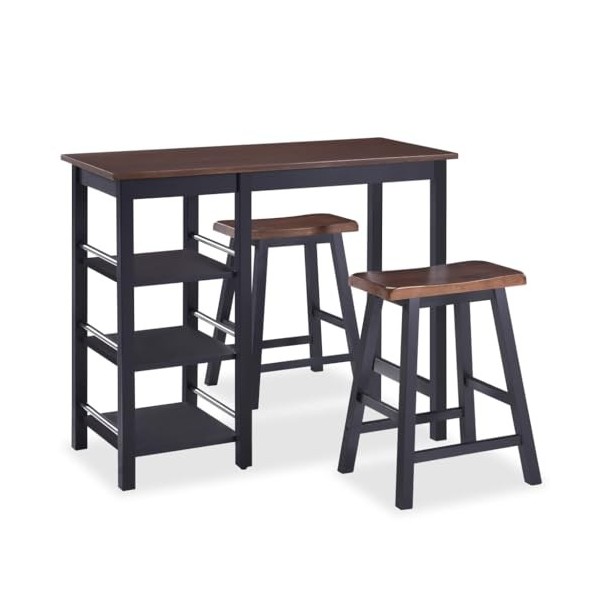 Générique Assortiment de Bar 3 pcs MDF NoirMeubles,Ensembles de Meubles,Meubles de Salle à Manger