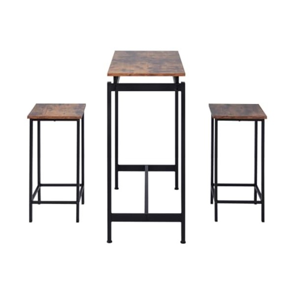 Zcr Keji Ensemble De Table De Bar, Table De Bar avec 2 Tabourets De Bar, Table De Bar De Petit-DéJeuner Et Ensemble De Tabour