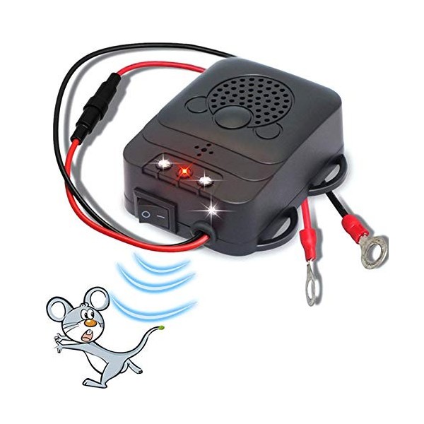Peralng Répulsif Ultrason pour Voiture, Électronique Dissuasion Répulsif Anti-Fouine de Rat avec Lampes Stroboscopiques à Del