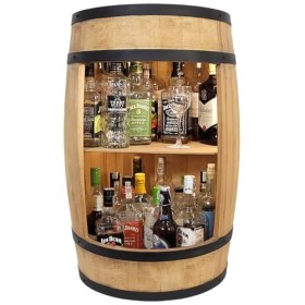 Tonneau en Bois Vintage Minibar Armoire de Bar à LED Rustique - Commode de Maison gin Whisky, bière - Casier à Vin 81cm. Meub