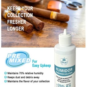 Solution Humidifier pour Cave à Cigares,Humidor Solution pour Cigares,Cave Cigares Propylène Glycol Prémélangé Liquide 7 Fl o
