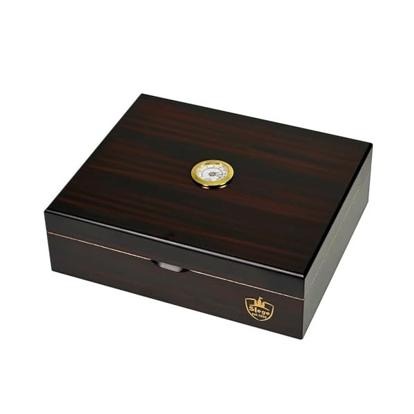 Slege Cave à Cigares Artisanale, Cave Cigare, Boîte à Cigare Cèdre Espagnol, vec Séparateur, Humidificateur Cigare,Hygromètre
