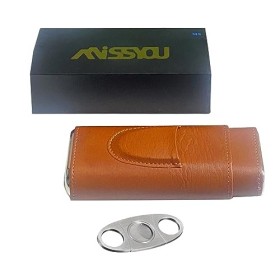 Missyou Boite A Cigare，Accessoire Cigare Coupe Cigare en Acier Inoxydable Etui Cigare Cave à Cigares Marron en CèDre ImportéE