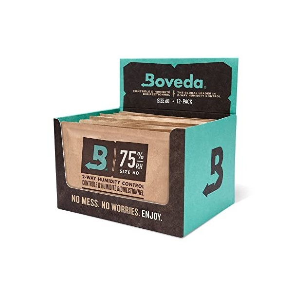 Boveda pour cigares/tabac | régulateur dhumidité dans les 2 sens à 75% dHR | taille 60 pour 25 cigares | technologie brevet