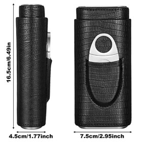 Xinzistar Étui à cigares pour 3 cigares - Étui à cigares en cuir avec coupe-cigares - Humidor portable - Pour voyage court r