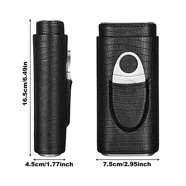 Xinzistar Étui à cigares pour 3 cigares - Étui à cigares en cuir avec coupe-cigares - Humidor portable - Pour voyage court r