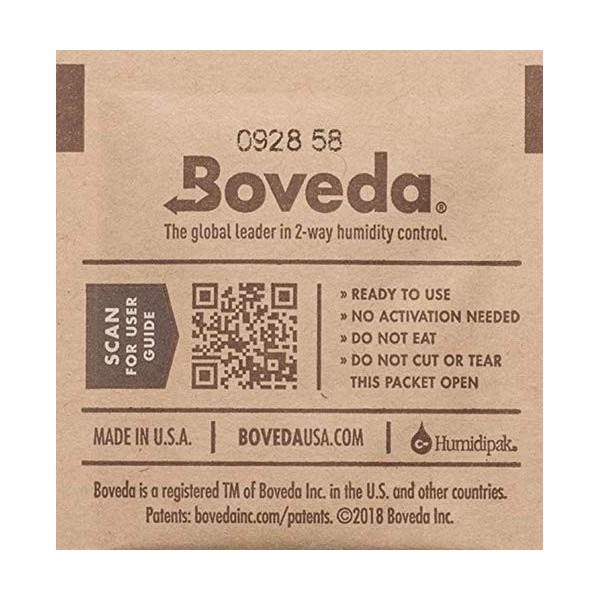 Boveda - Lot de 10 régulateurs d’humidité - À deux faces - 58 % - 8 g - Avec étui