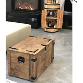 weeco Tonneau en bois avec 4 roues, portes et éclairage USB RVB. Étagère en bois de hêtre solide et renforts en métal - Armoi