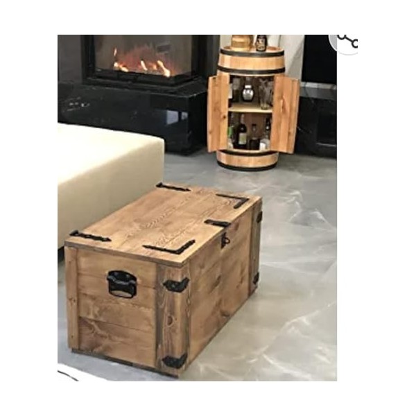 weeco Tonneau en bois avec 4 roues, portes et éclairage USB RVB. Étagère en bois de hêtre solide et renforts en métal - Armoi