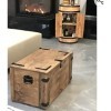 weeco Tonneau en bois avec 4 roues, portes et éclairage USB RVB. Étagère en bois de hêtre solide et renforts en métal - Armoi