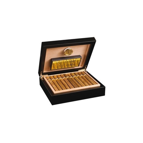 adorini Torino Humidor - Deluxe en Noir | hygromètre Cheveux de Haute précision pour Le Stockage de 30 cigares | boîte à ciga