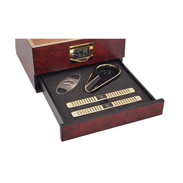 GERMANUS Ensemble de cave à cigares avec hygromètre, cendrier à cigares