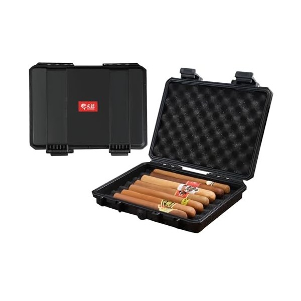 Volenx Boîte à Cigare, Humidor Cigare de Voyage Portable, Étui Cigare de Haute Qualité pour 7 Cigares – Scellé et Étanche Ci