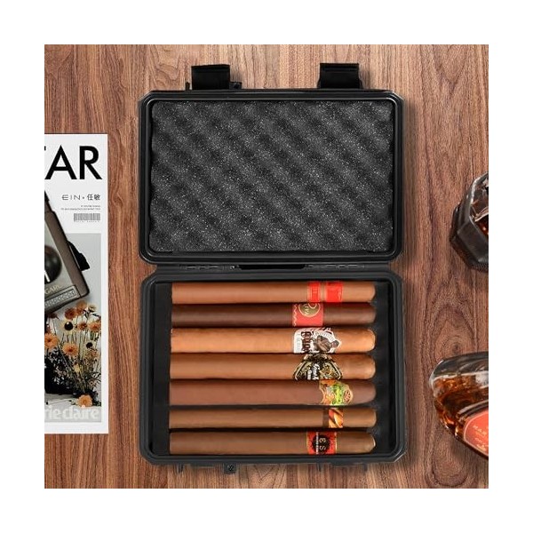 Volenx Boîte à Cigare, Humidor Cigare de Voyage Portable, Étui Cigare de Haute Qualité pour 7 Cigares – Scellé et Étanche Ci