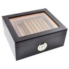 Eitida Cave à cigares pour 25 à 50 cigares, en verre trempé, fait à la main, en bois de cèdre espagnol, boîte de rangement av