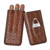 Volenx Boîte à Cigare, Étui à Cigare Portable avec Coupe Cigare, Humidor Cigare en Cuir de Motif Crocodile pour 3 Cigares, Ca