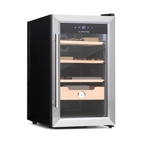 KLARSTEIN El Presidente - Cave à cigares électrique avec Porte vitrée, humidificateur à cigares avec tiroirs en Bois de cèdre
