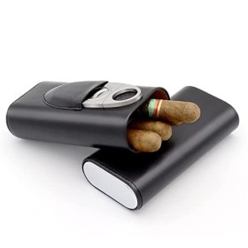 Bilinli Cave à cigares Portable étui à cigares en Cuir étui à cigares doublé en Bois de cèdre avec Coupe Noir 