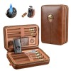 Volenx Boîte à Cigare, Étui à Cigare en Cuir avec Briquet, Humidor Cigare Portable de Voyage avec Plateau en Bois de Cèdre po
