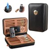 Volenx Boîte à Cigare, Étui à Cigare en Cuir avec Briquet, Humidor Cigare Portable de Voyage avec Plateau en Bois de Cèdre po