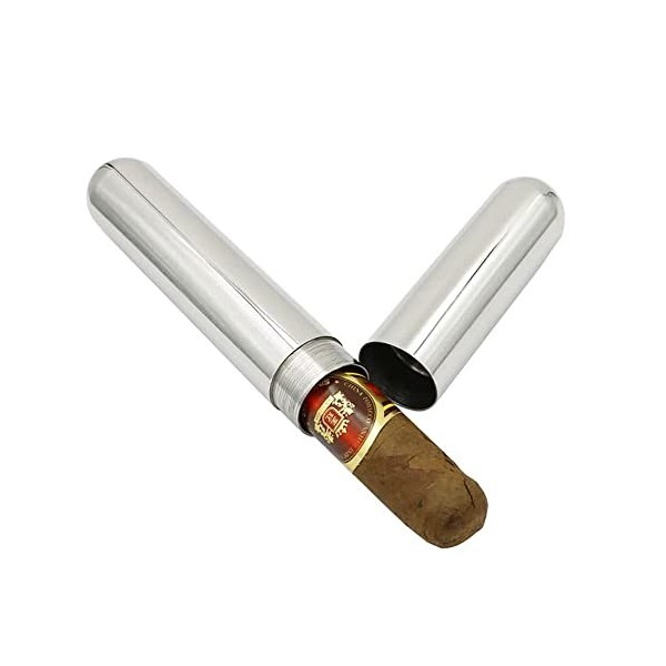 1 étui à cigares en acier inoxydable épais pour cigares - Mini tube portable pour voyage daffaires