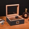 Volenx Boîte à Cigare, Humidor Cigare en Fibre de Carbone, Cave Cigare en Bois de Cèdre pour 50 Cigares, Cadeau pour Homme